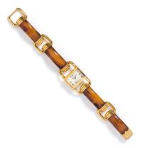 An Unusual 18 Karat Yellow Gold and Tortoiseshell Wristwatch, Jaeger LeCoultre for Cartier, 34.30 dwts.