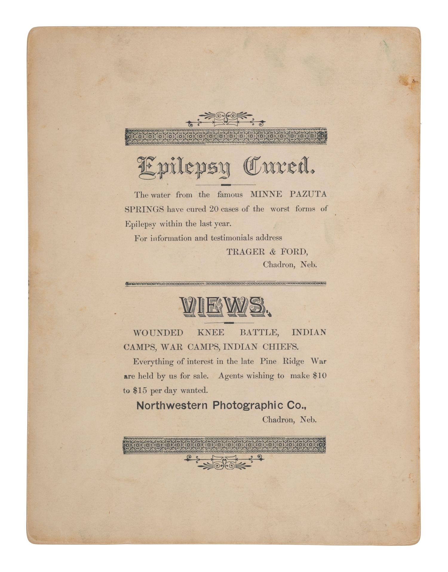 [WOUNDED KNEE]. A group of 4 photographs of General Nelson Miles and his staff at Pine Ridge Agency. Ca 1891.