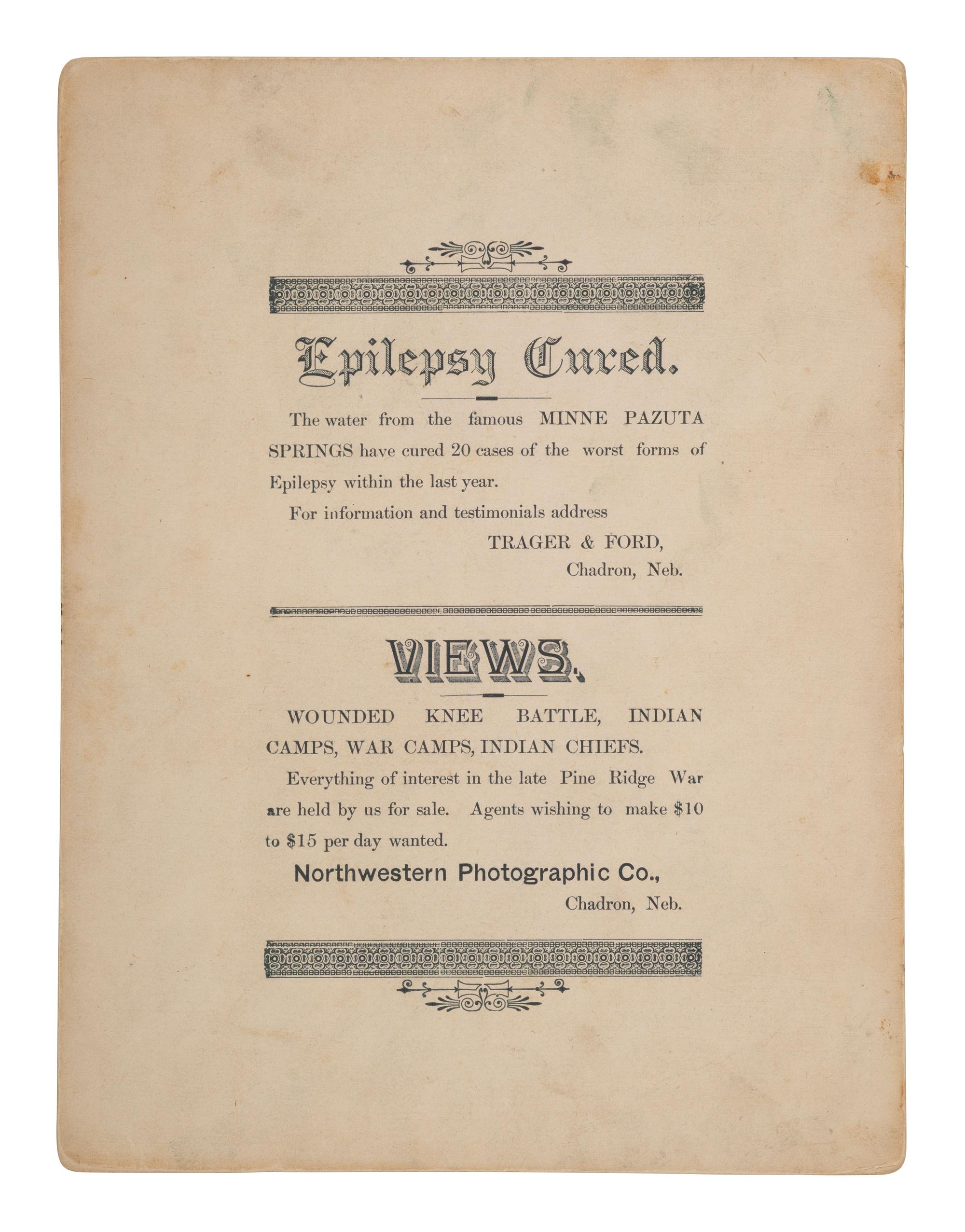 [WOUNDED KNEE]. A group of 4 photographs of General Nelson Miles and his staff at Pine Ridge Agency. Ca 1891.