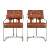 Guido Faleschini (Italian-Swiss, 1924-1971) — Two Tucroma Leather Dining Chairs for i4 Mariani