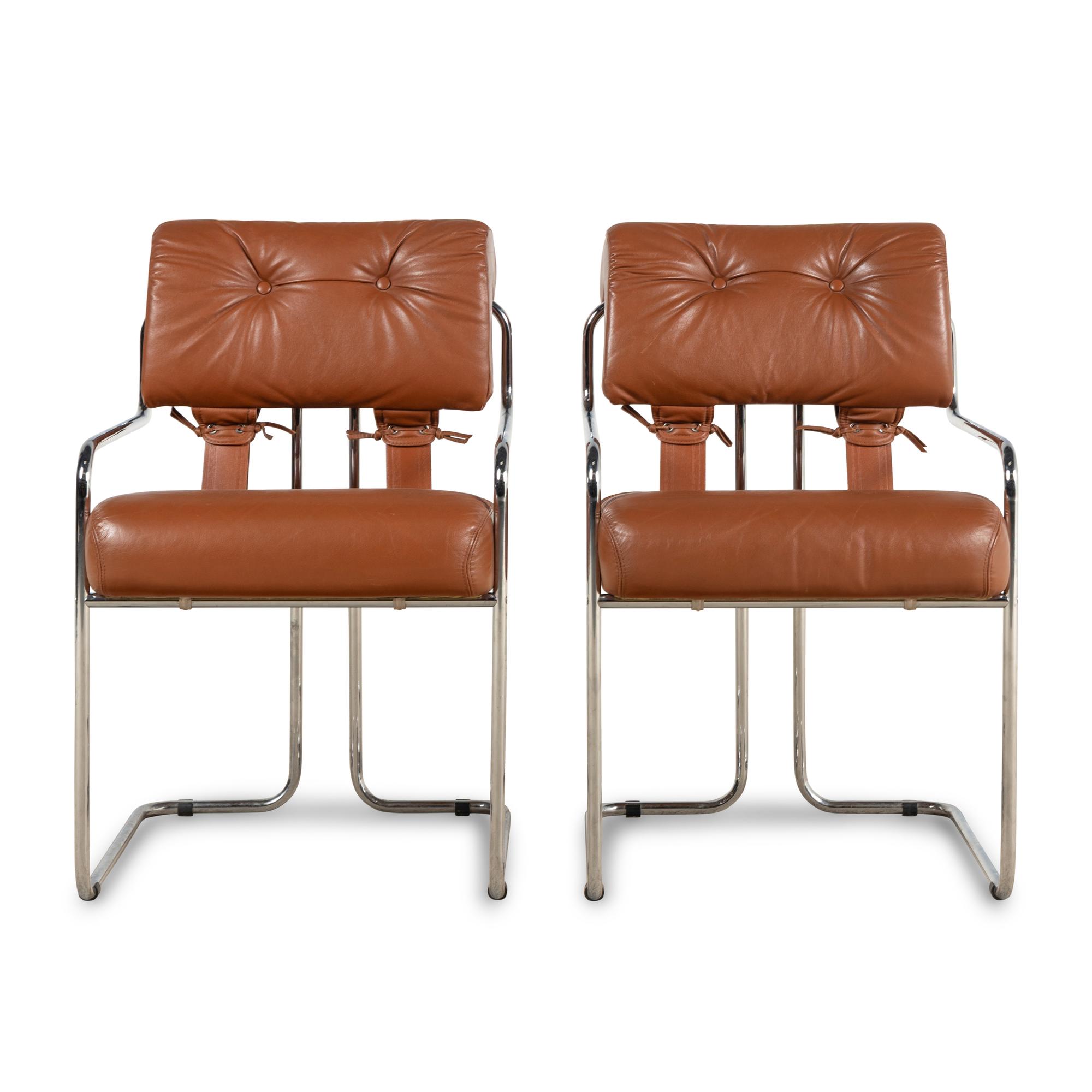 Guido Faleschini (Italian-Swiss, 1924-1971) — Two Tucroma Leather Dining Chairs for i4 Mariani