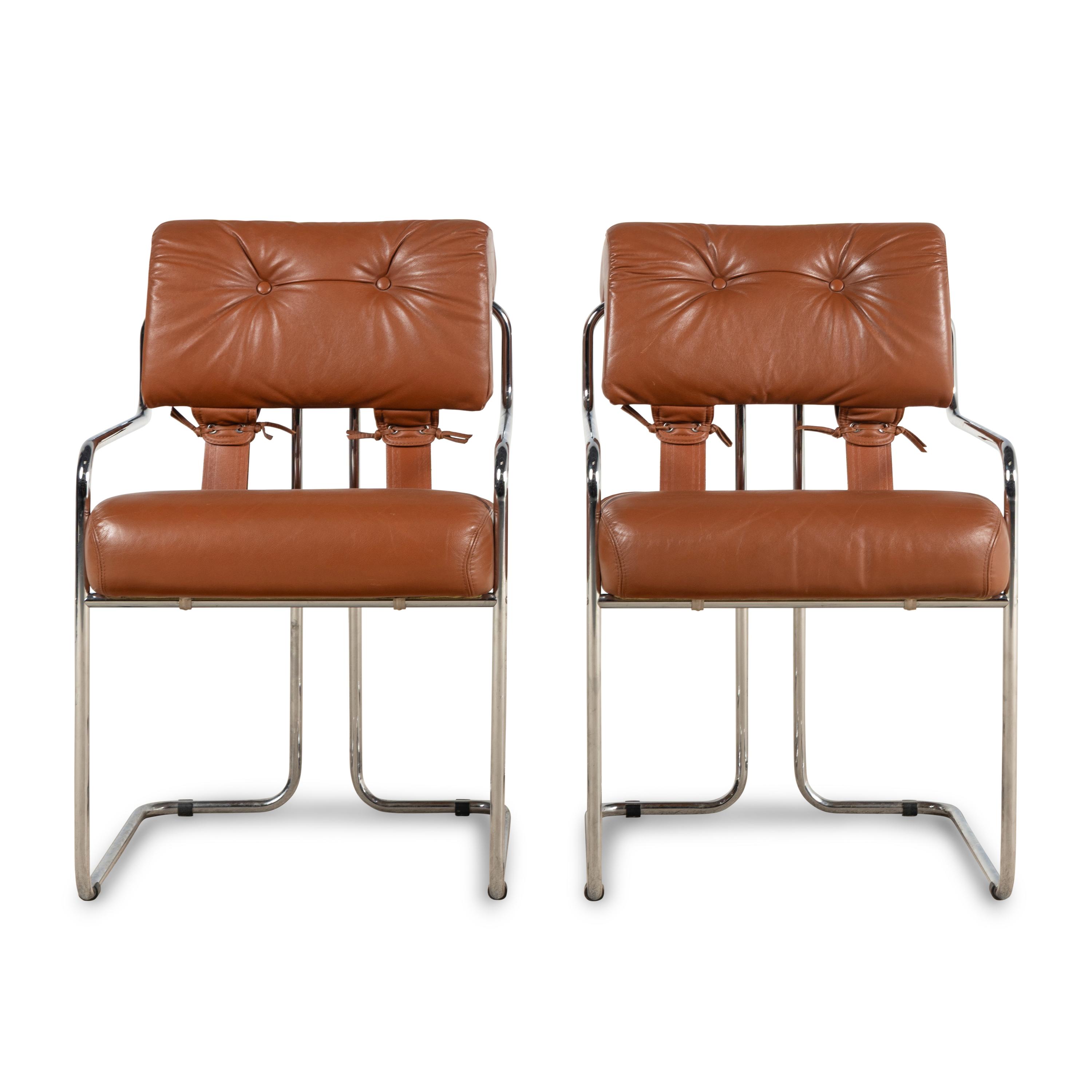 Guido Faleschini (Italian-Swiss, 1924-1971) — Two Tucroma Leather Dining Chairs for i4 Mariani
