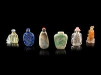 Six Chinese Hardstone Snuff Bottles
