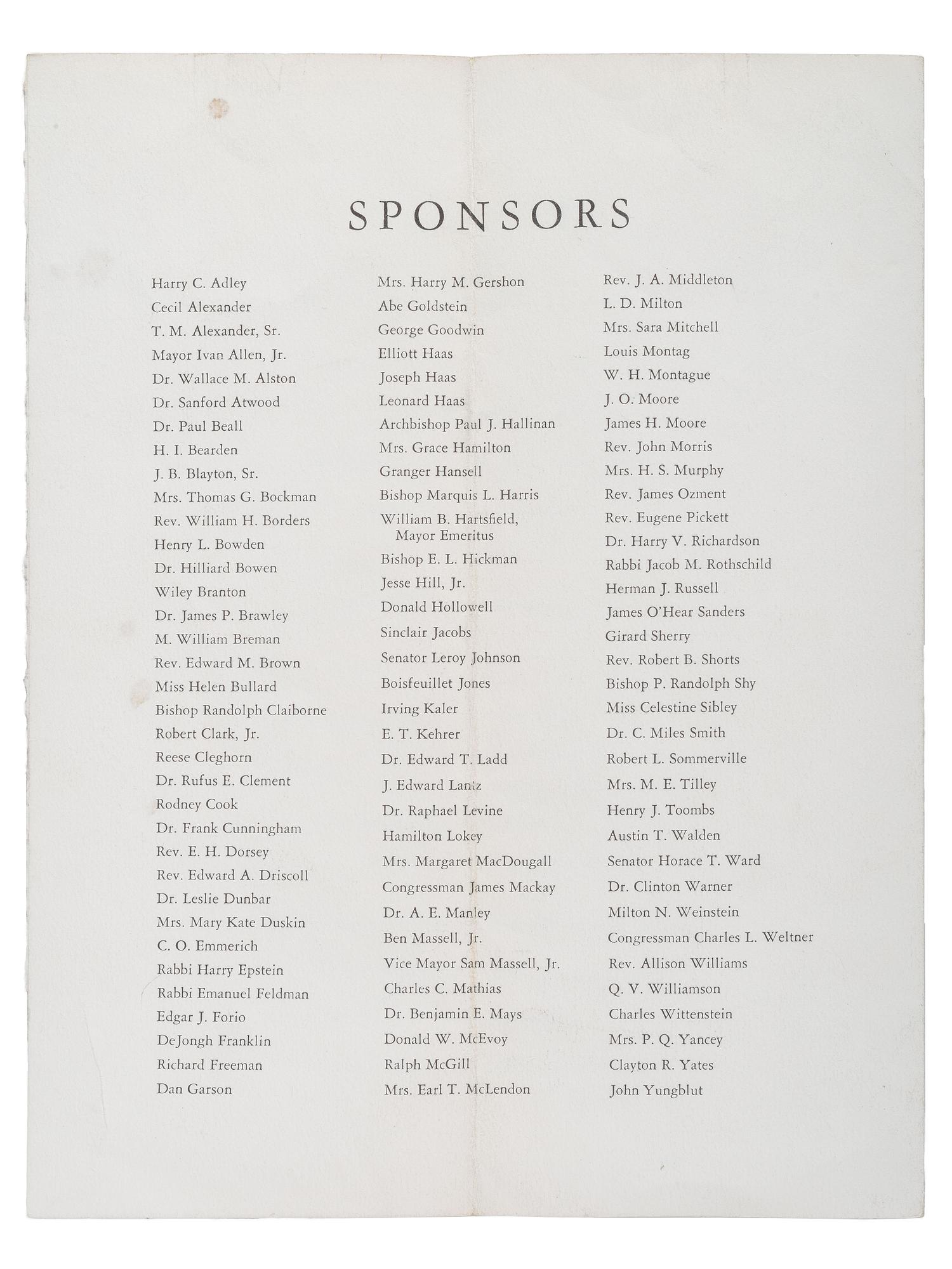 [African-Americana] King, Martin Luther, Jr. Signed Program