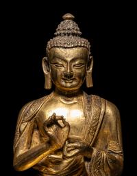 A Sino-Tibetan Gilt Bronze Seated Figure of Buddha Shakyamuni