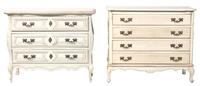 A Louis XV Style White Painted Chest of Drawers Height of first 29 1/2 x width 35 1/2 x depth 17 inches. — 20TH CENTURY