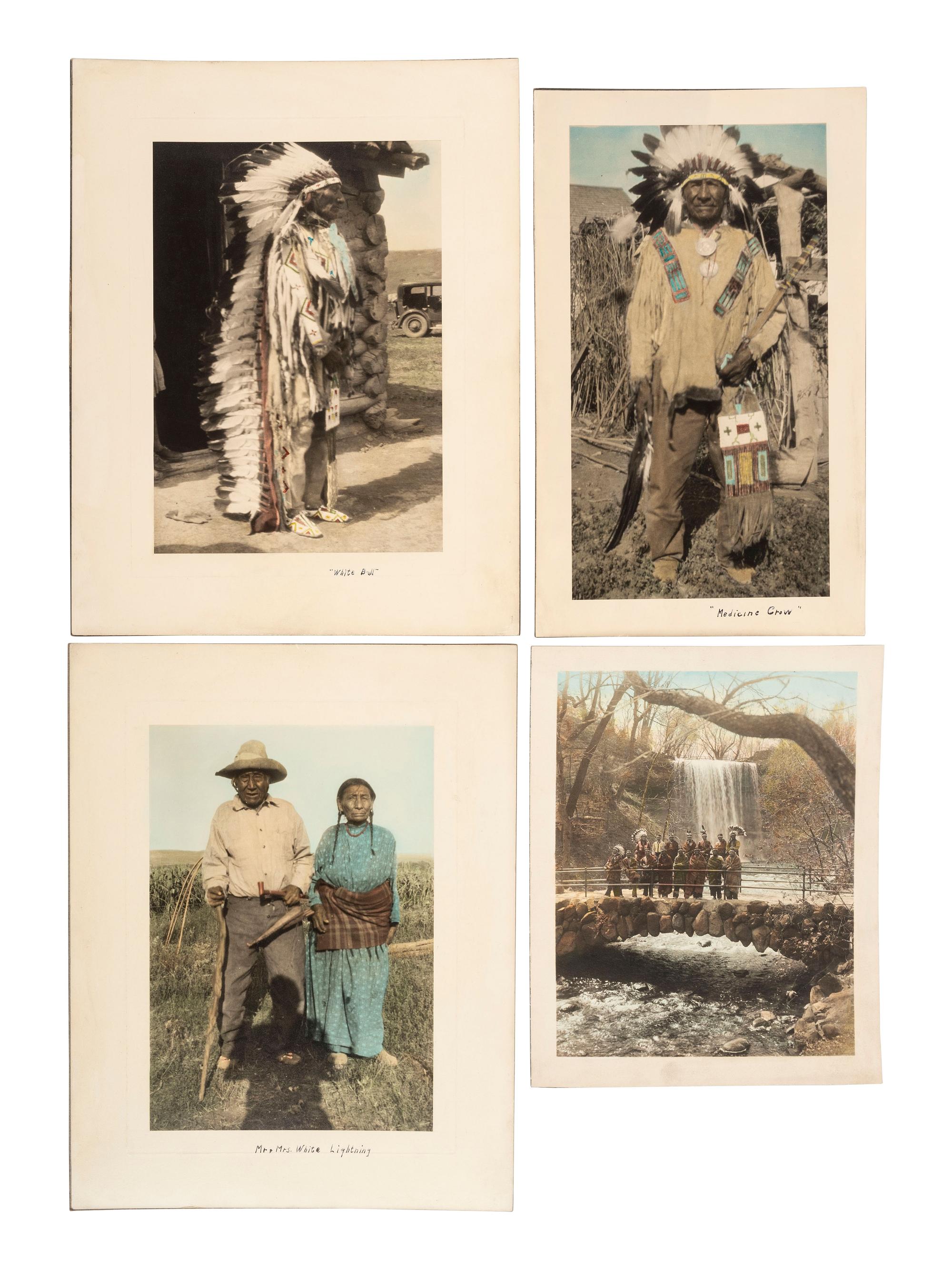 [NATIVE AMERICANS]. A group of 11 hand-colored photographs of identified Native American subjects, incl. Red Tomahawk and Medicine Crow.