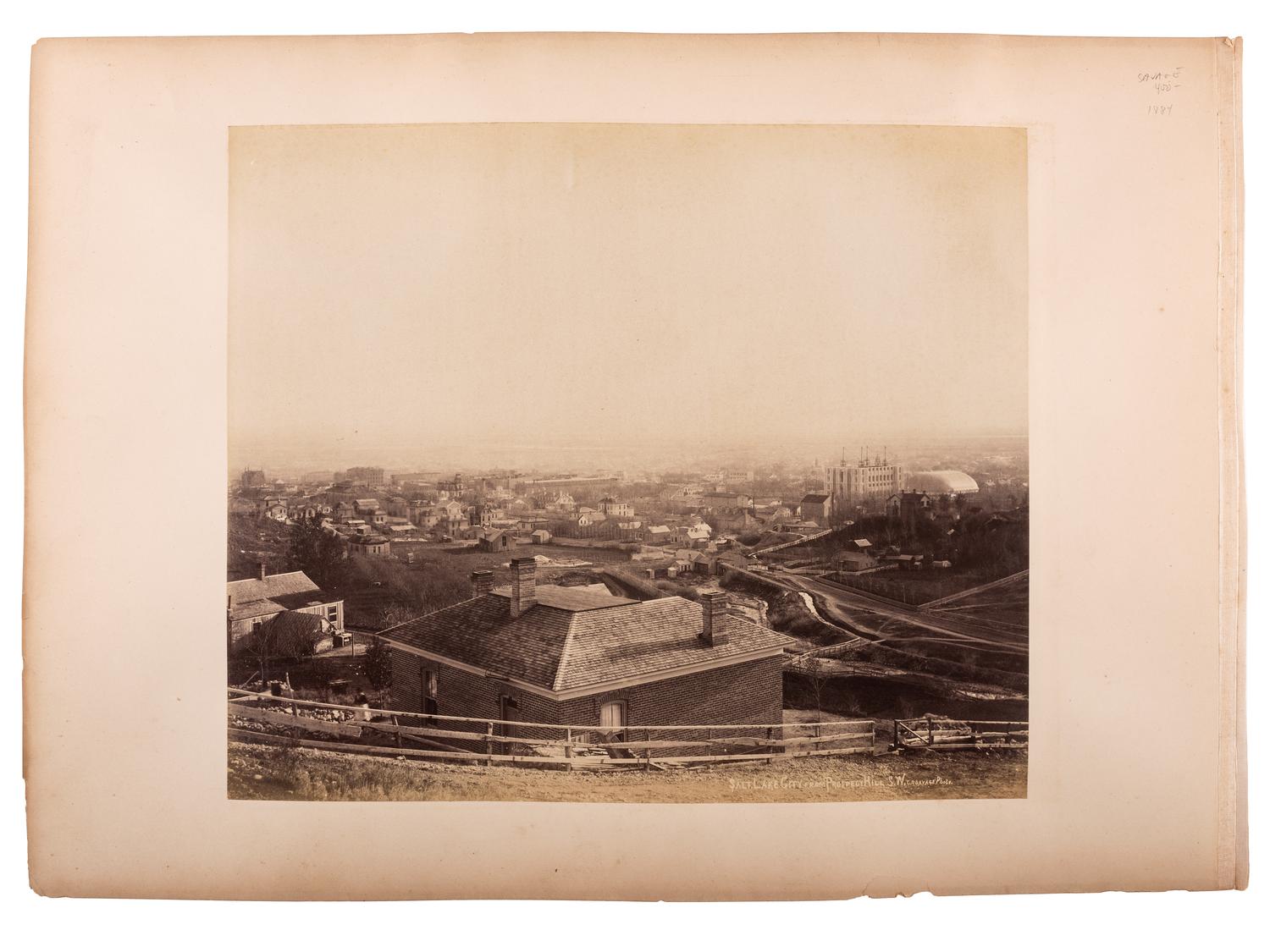 [WESTERN AMERICANA]. SAVAGE, Charles Roscoe (1832-1909). Two photographs of Salt Lake City, including the Mormon Tabernacle. Salt Lake City, UT.