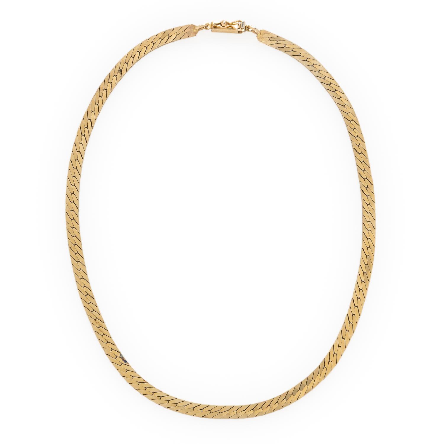Yellow Gold Herringbone Necklace