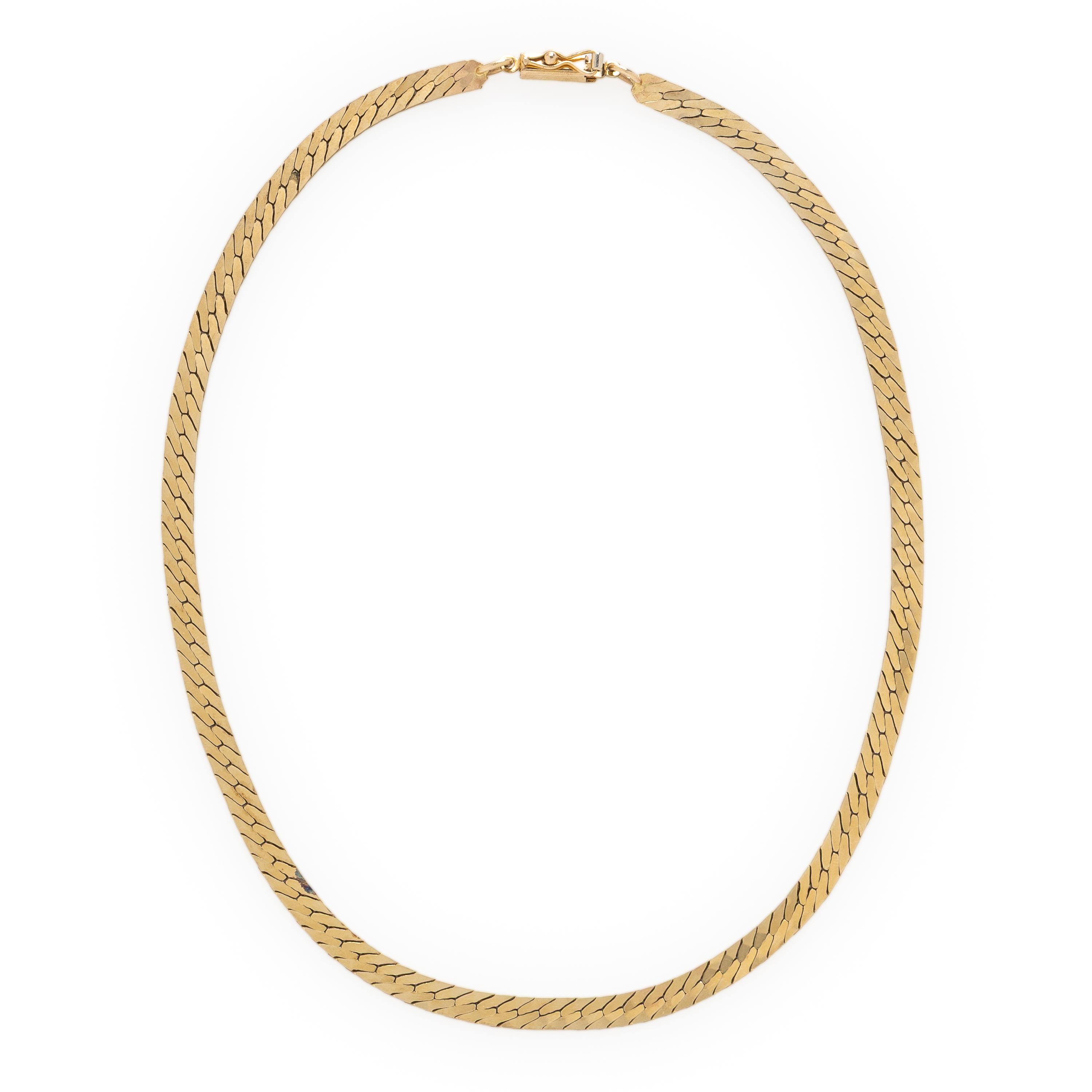 Yellow Gold Herringbone Necklace