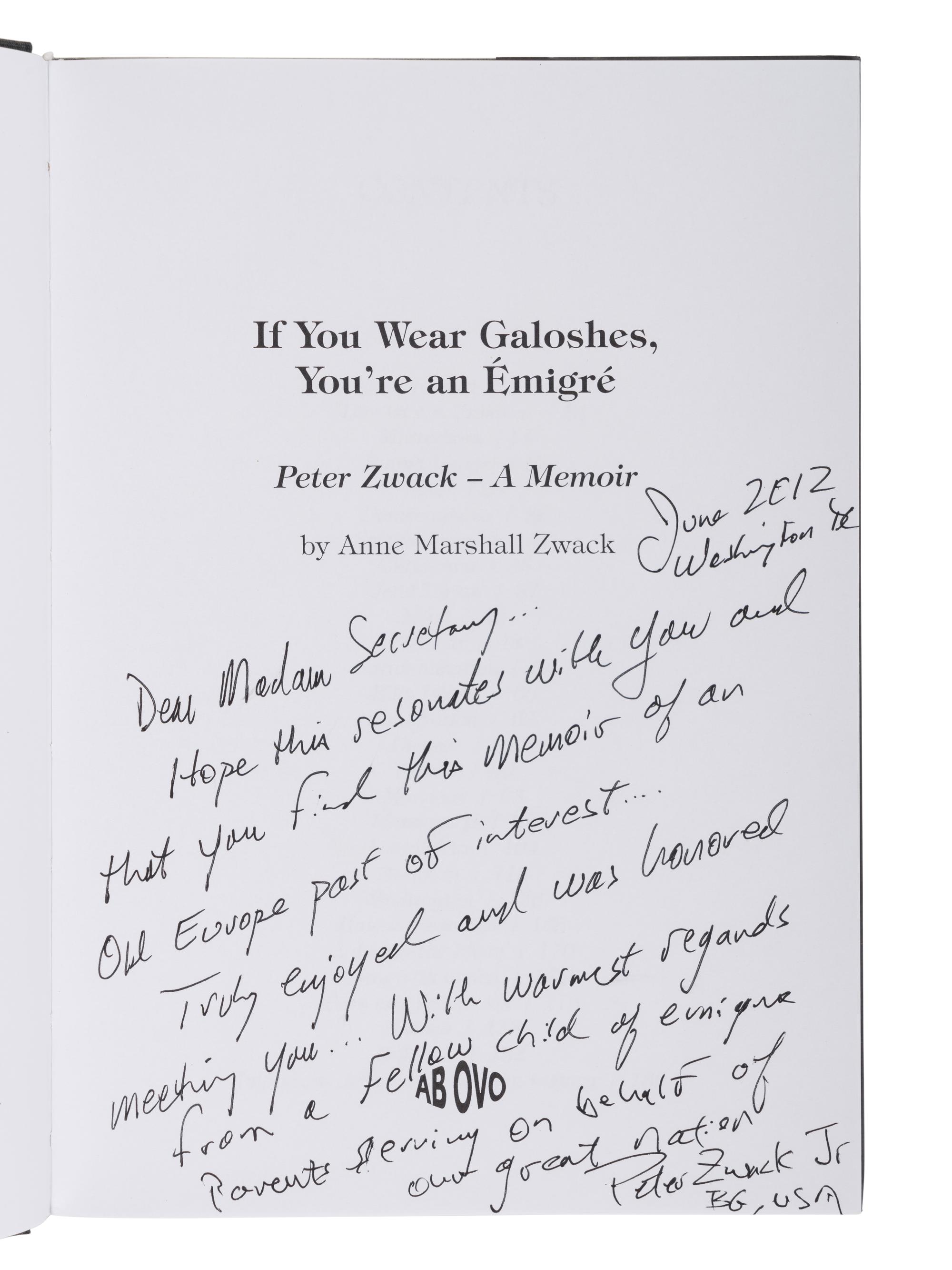 MEMOIRS A group of 4 FIRST EDITIONS INSCRIBED TO SECRETARY ALBRIGHT: