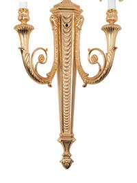 A Pair of Louis XVI Style Gilt Bronze Two-Light Sconces
