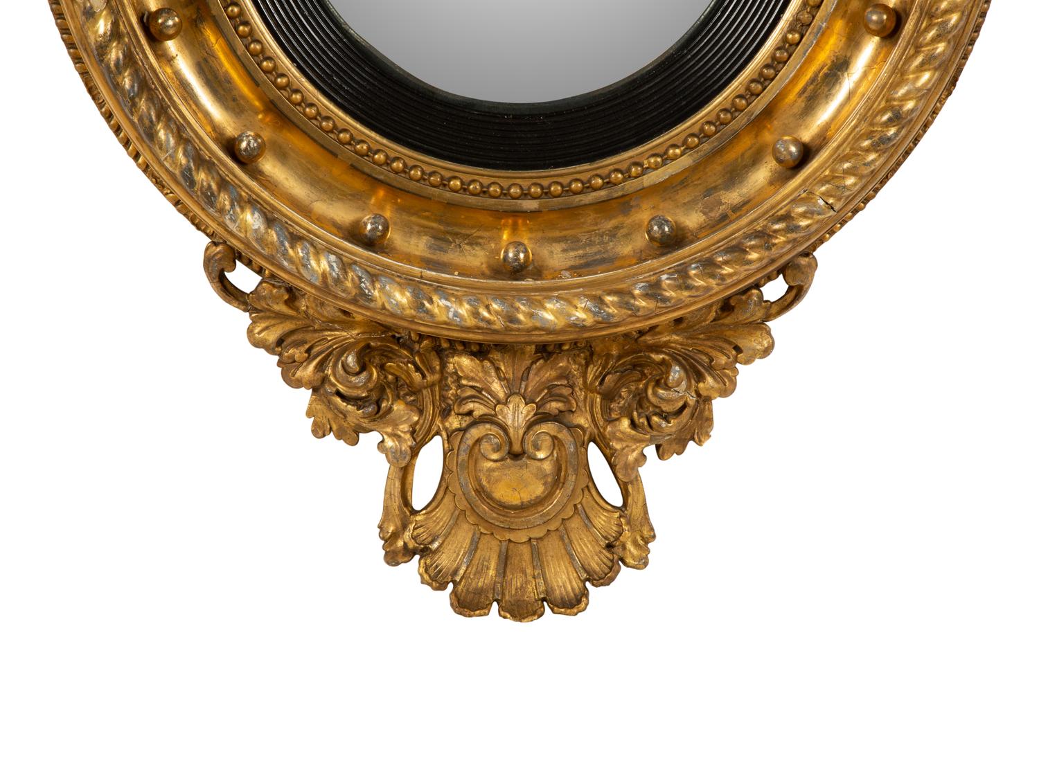 A Regency Giltwood Convex Girandole Mirror