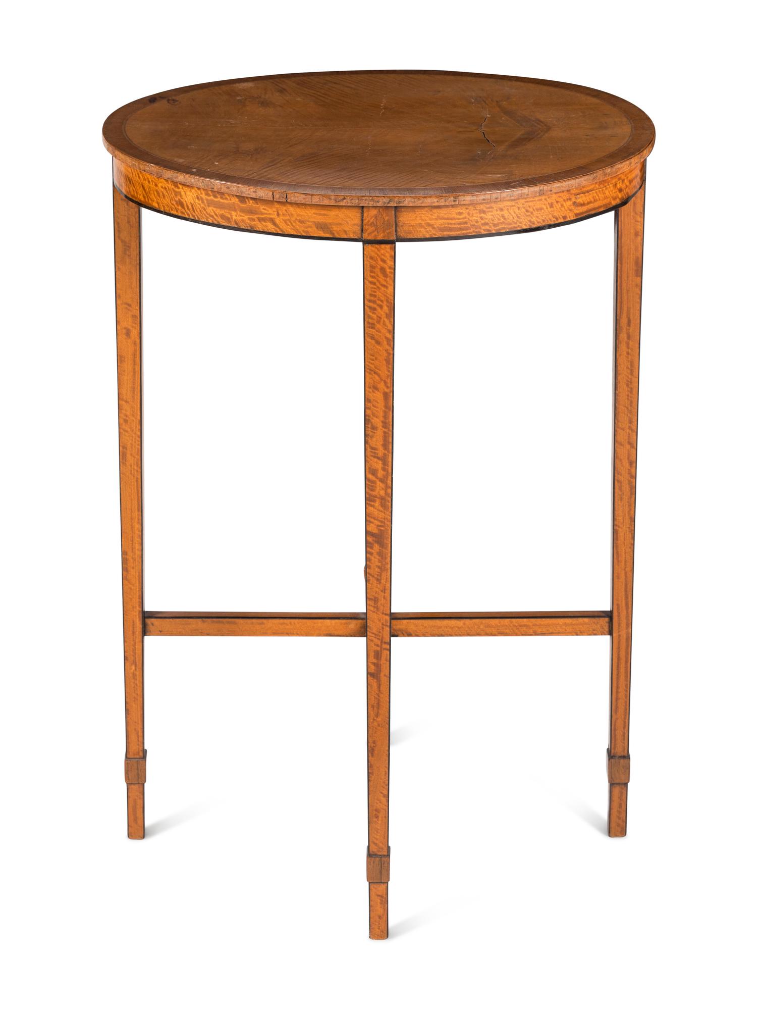A George III Ebony-Inlaid Satinwood Side Table