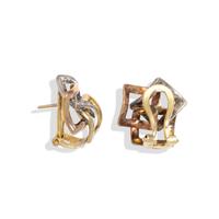 TRICOLOR GOLD AND DIAMOND EARRINGS