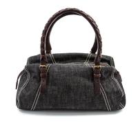A Miu Miu Denim and Brown Leather Bag, 13 x 6 1/2 x 6 inches.