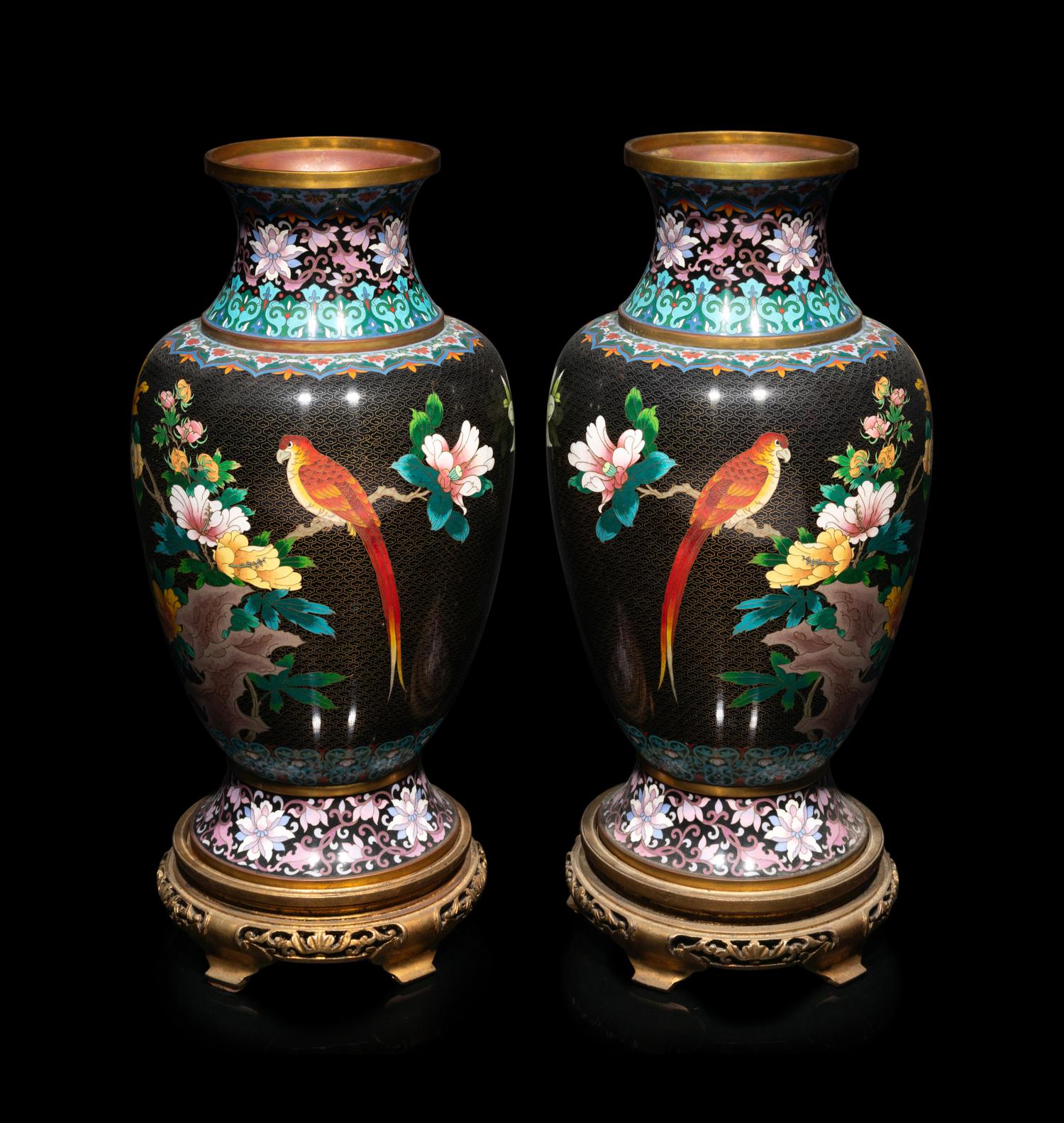 Two Pairs of Large Chinese Cloisonné Baluster Vases