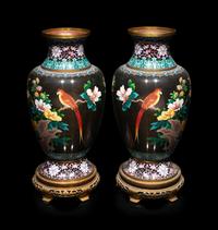 Two Pairs of Large Chinese Cloisonné Baluster Vases