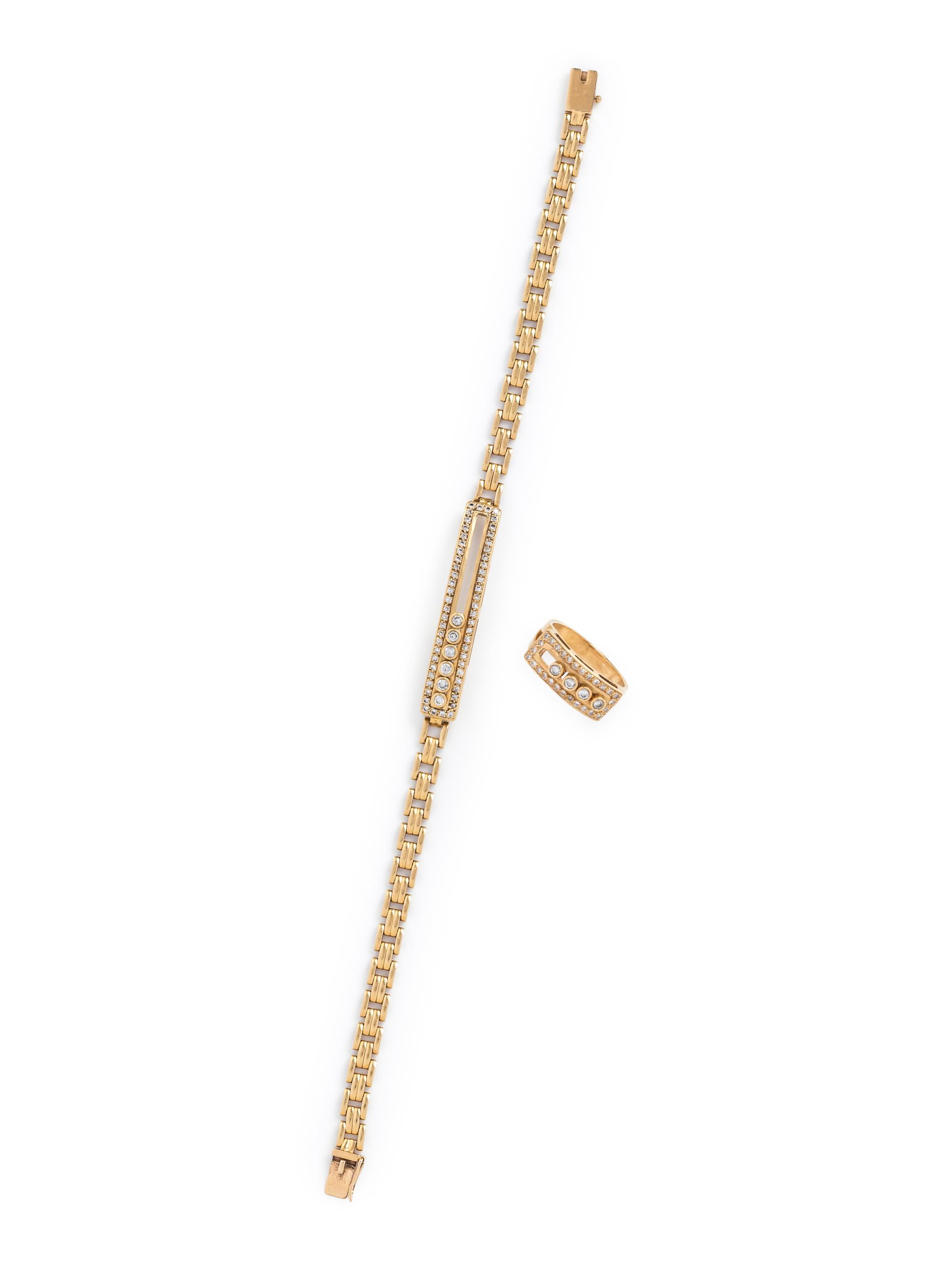 YELLOW GOLD AND SLIDING DIAMOND SET