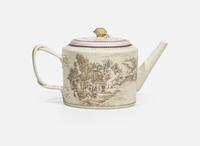 A Chinese export grisaille-decorated "Chinese Landscape" teapot, circa 1790-1810 墨彩外銷瓷茶壺 約 1790-1810年