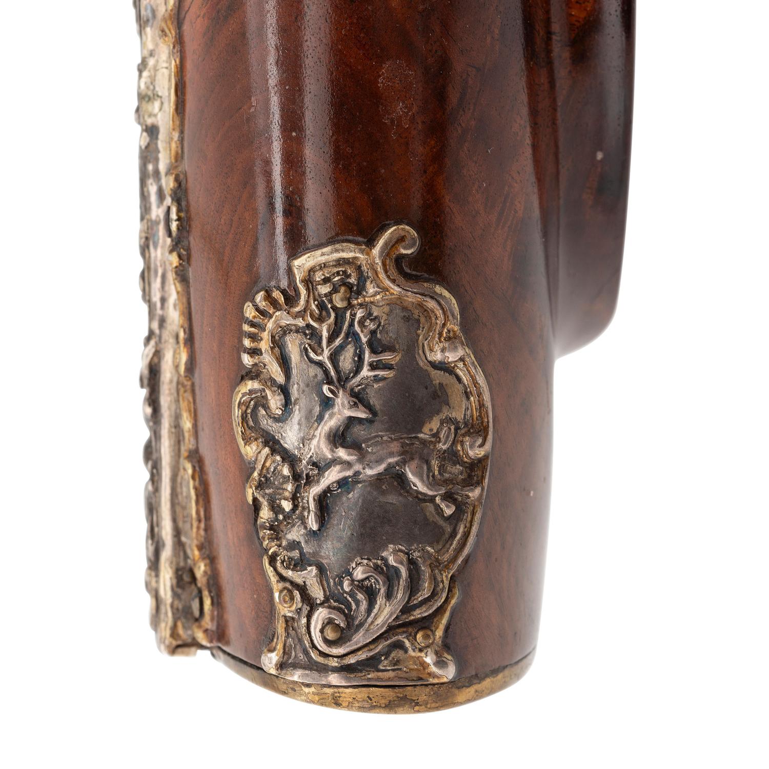 Contemporary Flintlock Jaeger Rifle with Boar Hunting Motifs by John B. Derrick (American, b.1936)