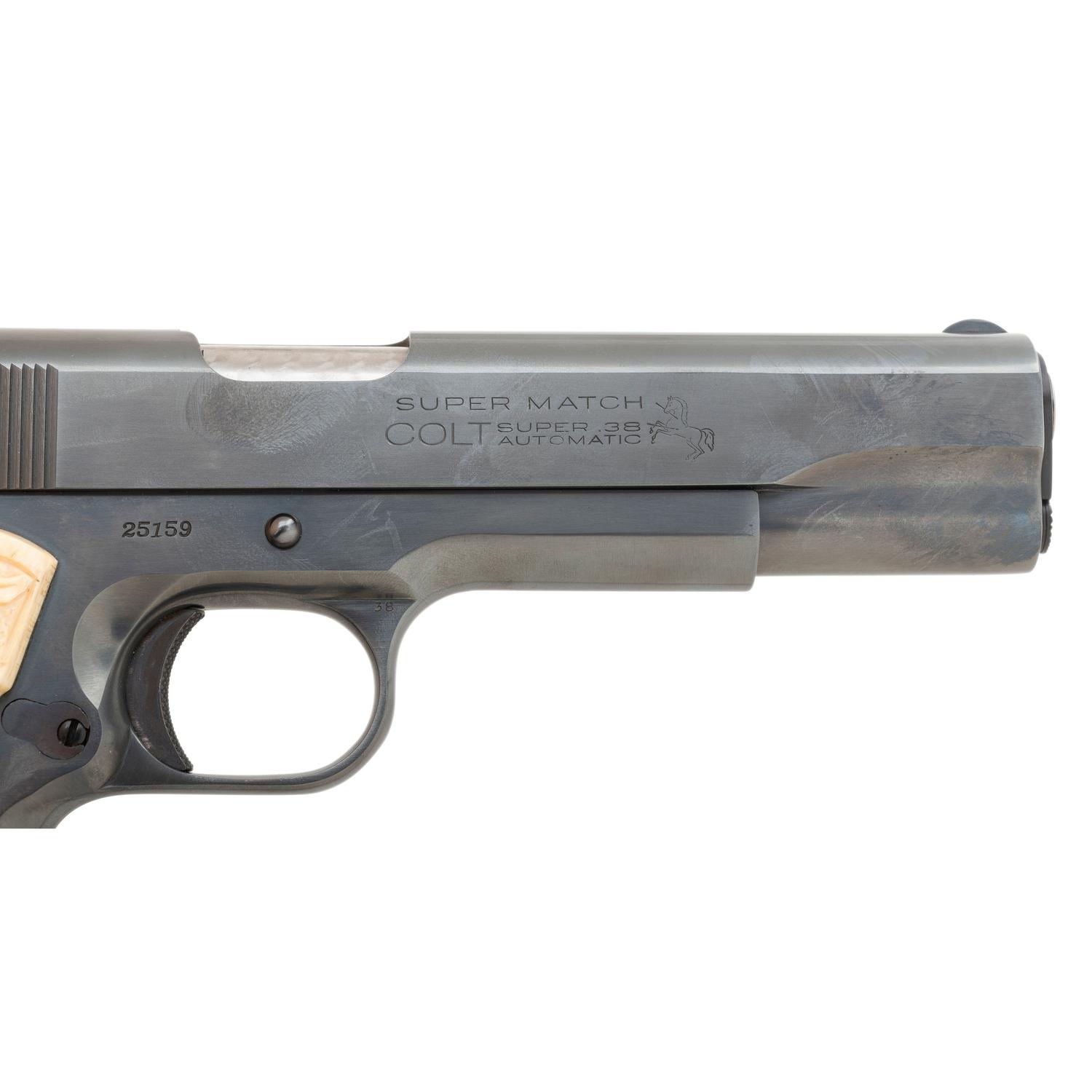**Scarce Pre-War Colt Super Match .38 Super Pistol with Custom Grips and Jeweled Chamber
