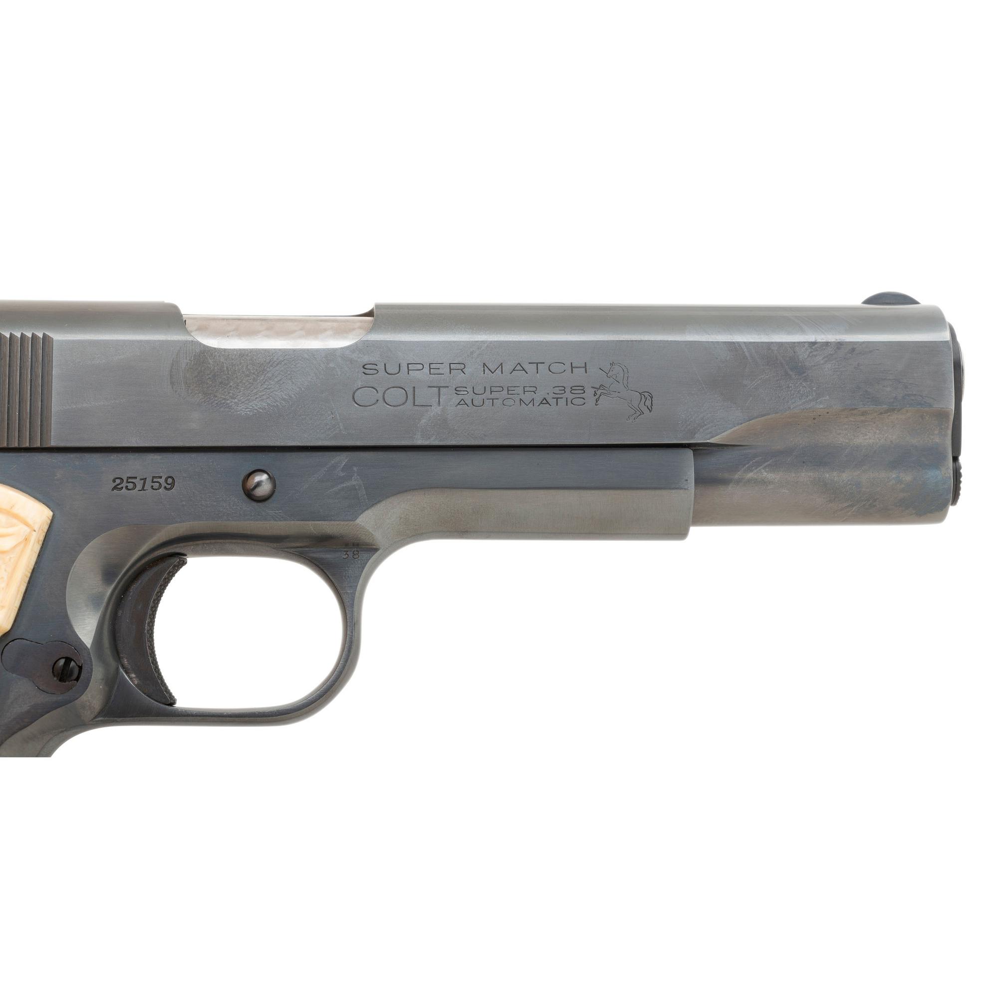 **Scarce Pre-War Colt Super Match .38 Super Pistol with Custom Grips and Jeweled Chamber