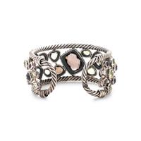 STERLING SILVER, YELLOW GOLD AND GEMSTONE CUFF BRACELET