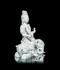 A Pair of Chinese Blanc-de-Chine Porcelain Figures of Guanyin