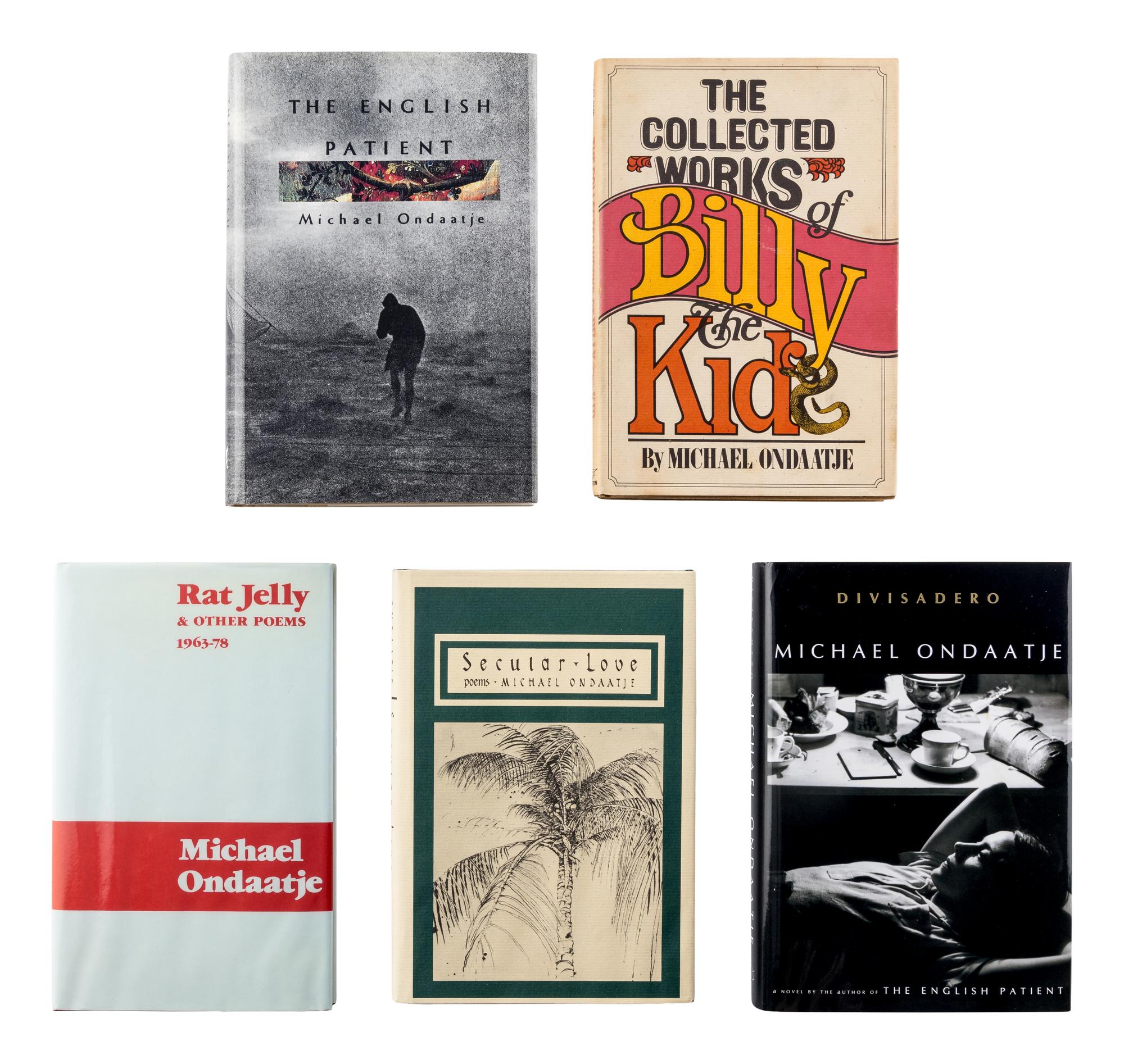 ONDAATJE, Michael (b. 1943). A group of 5 works by Ondaatje, ALL SIGNED OR INSCRIBED BY ONDAATJE, comprising: