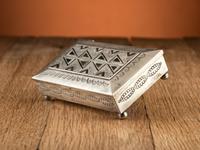 Award Winning Heavily Stamped Sterling Silver Box with Mosaic Inlay
