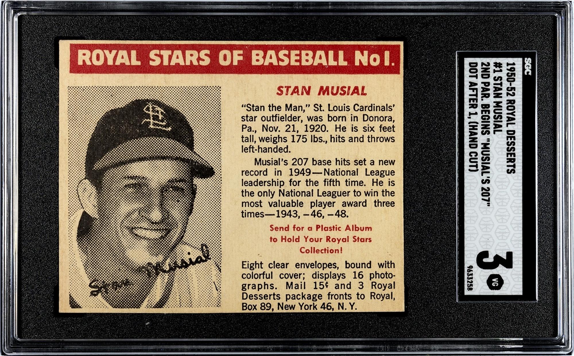 A 1950 Royal Desserts Stan Musial Baseball Card No. 1 (SGC 3 VG)