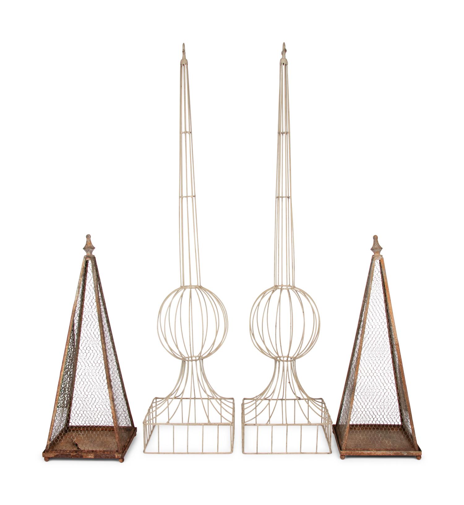 Two Pairs of Wire Garden Topiaries