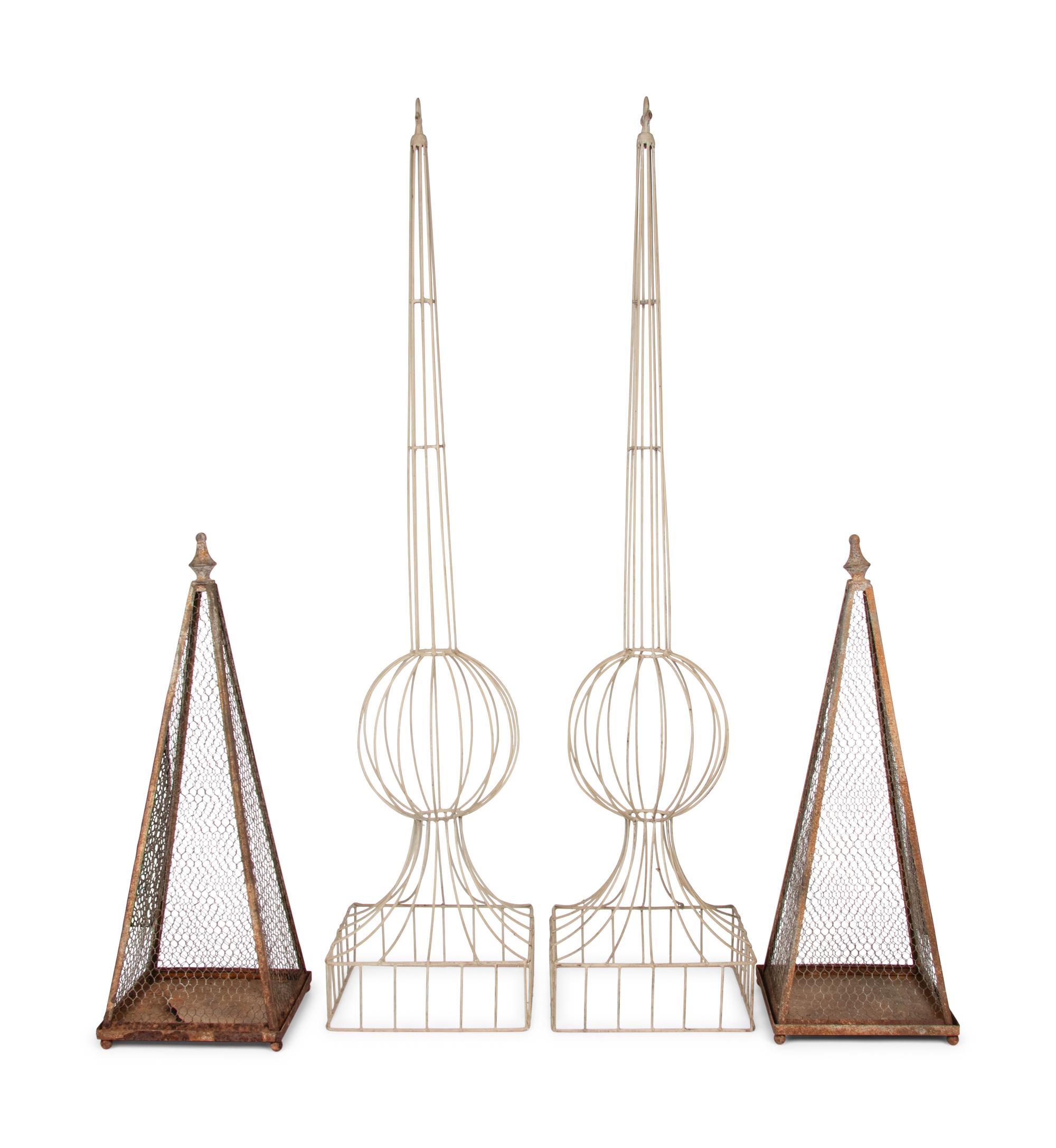 Two Pairs of Wire Garden Topiaries