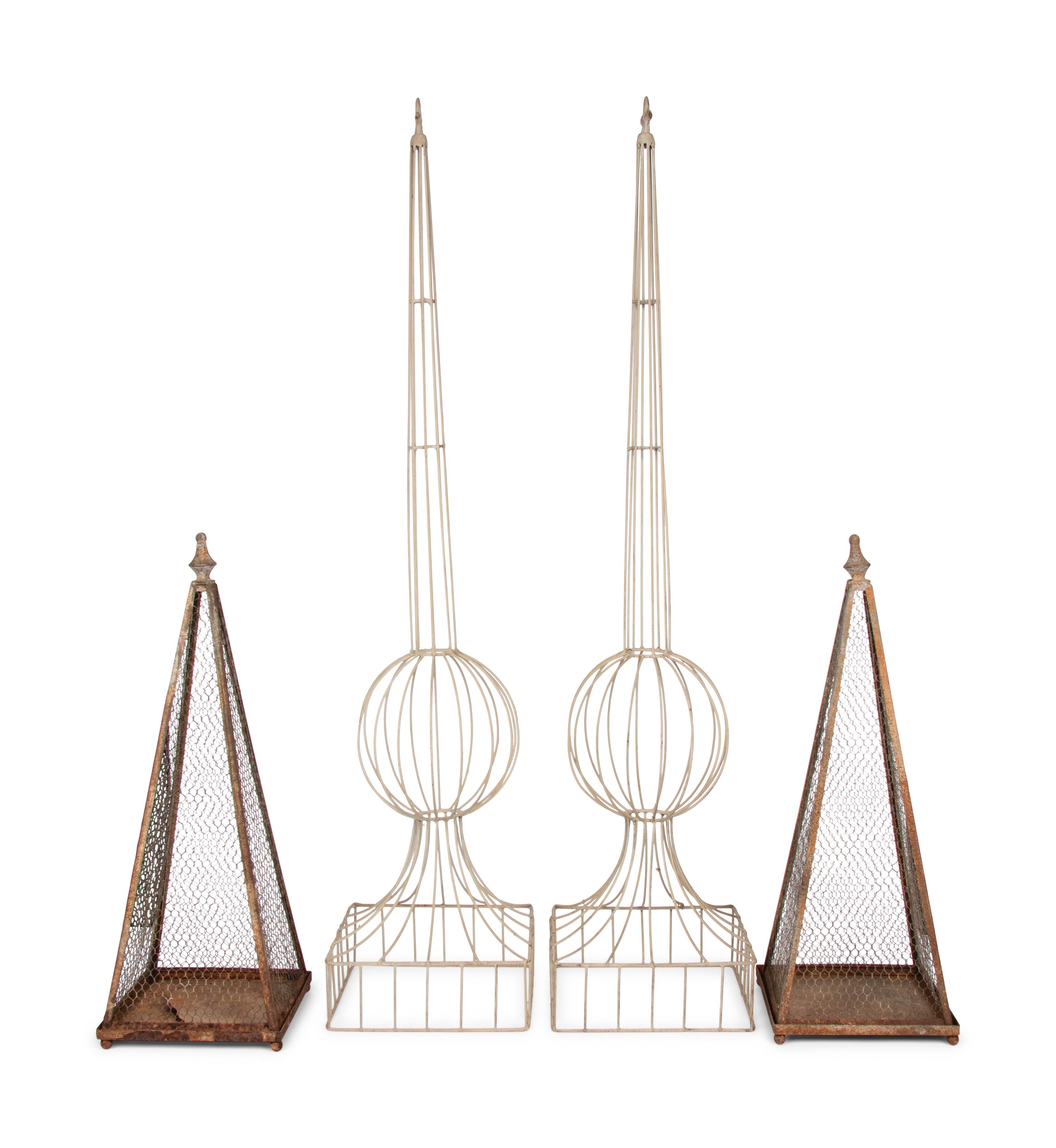 Two Pairs of Wire Garden Topiaries
