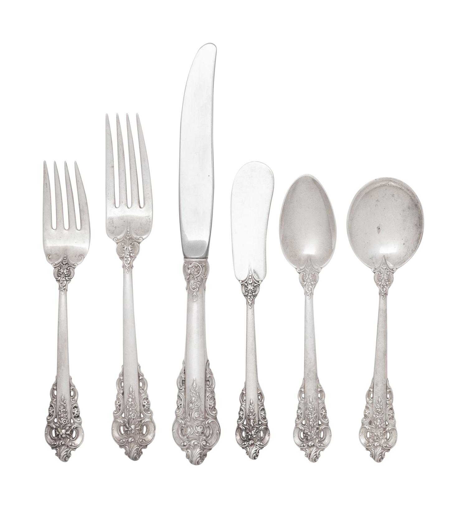 A Wallace Grand Baroque Silver Flatware Service