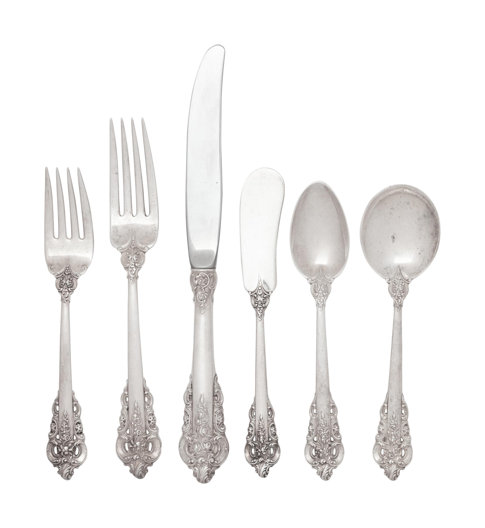 A Wallace Grand Baroque Silver Flatware Service