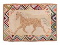 An American Running Horse Hooked Rug