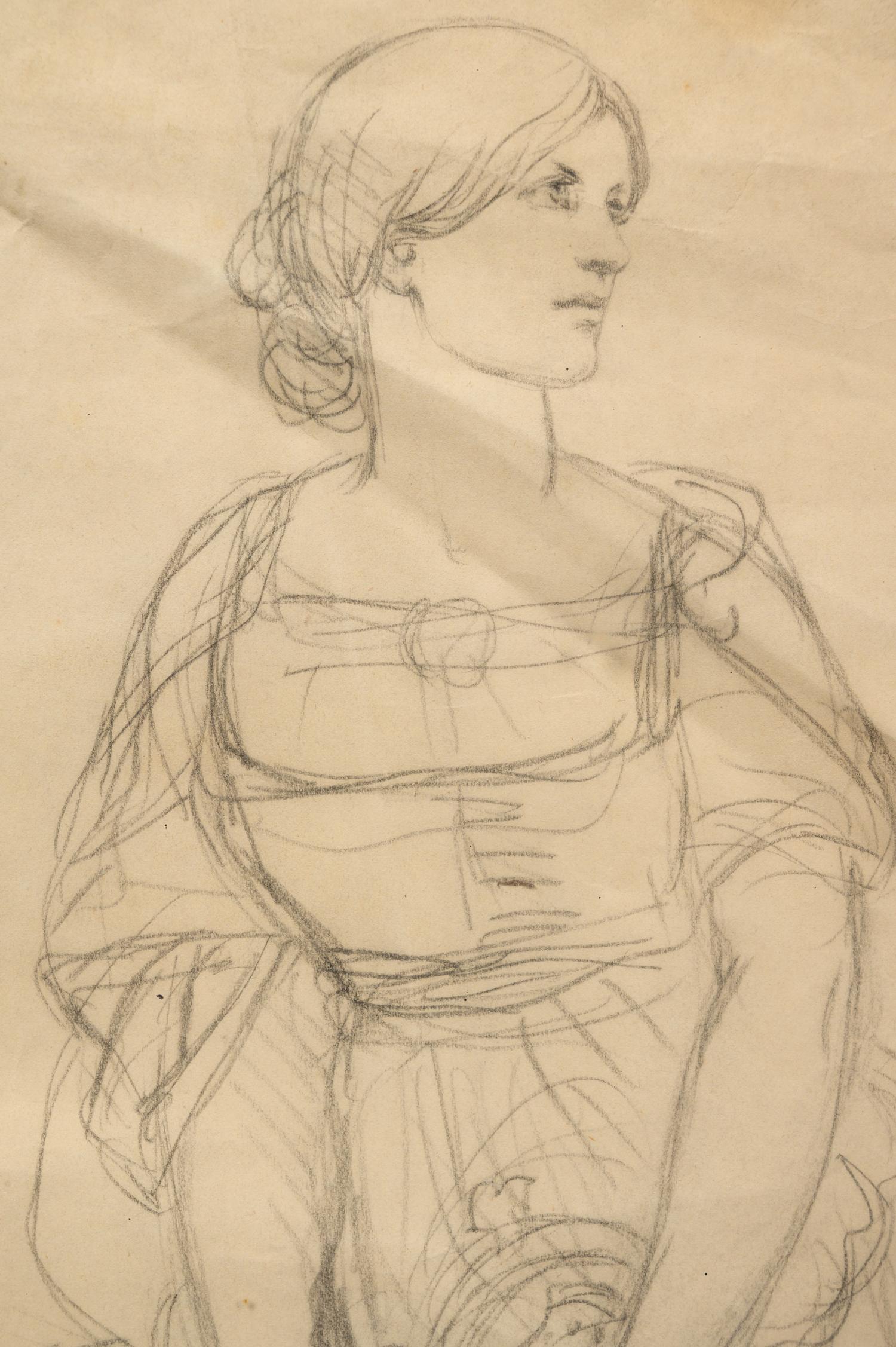 An early preliminary study of Helen Faucit as Antigone , c. 1845