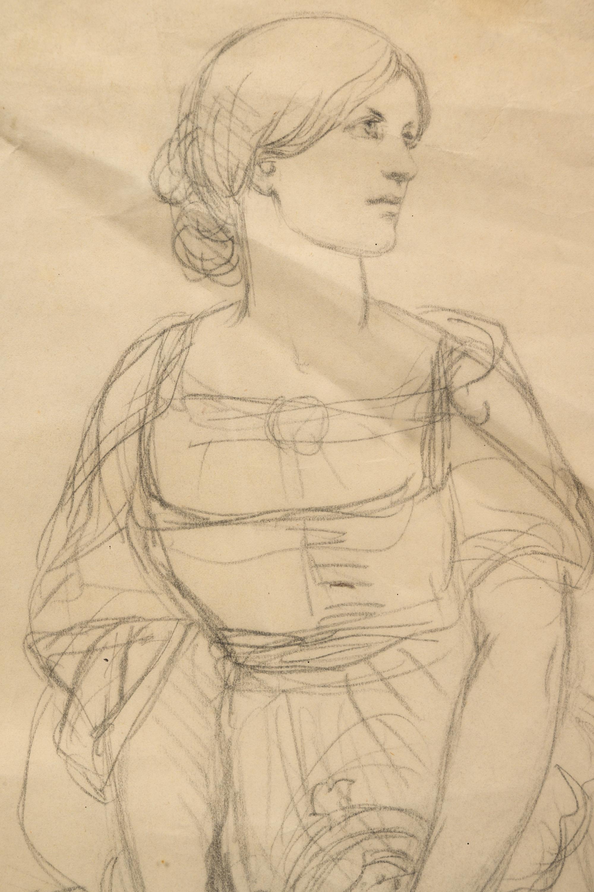 An early preliminary study of Helen Faucit as Antigone , c. 1845
