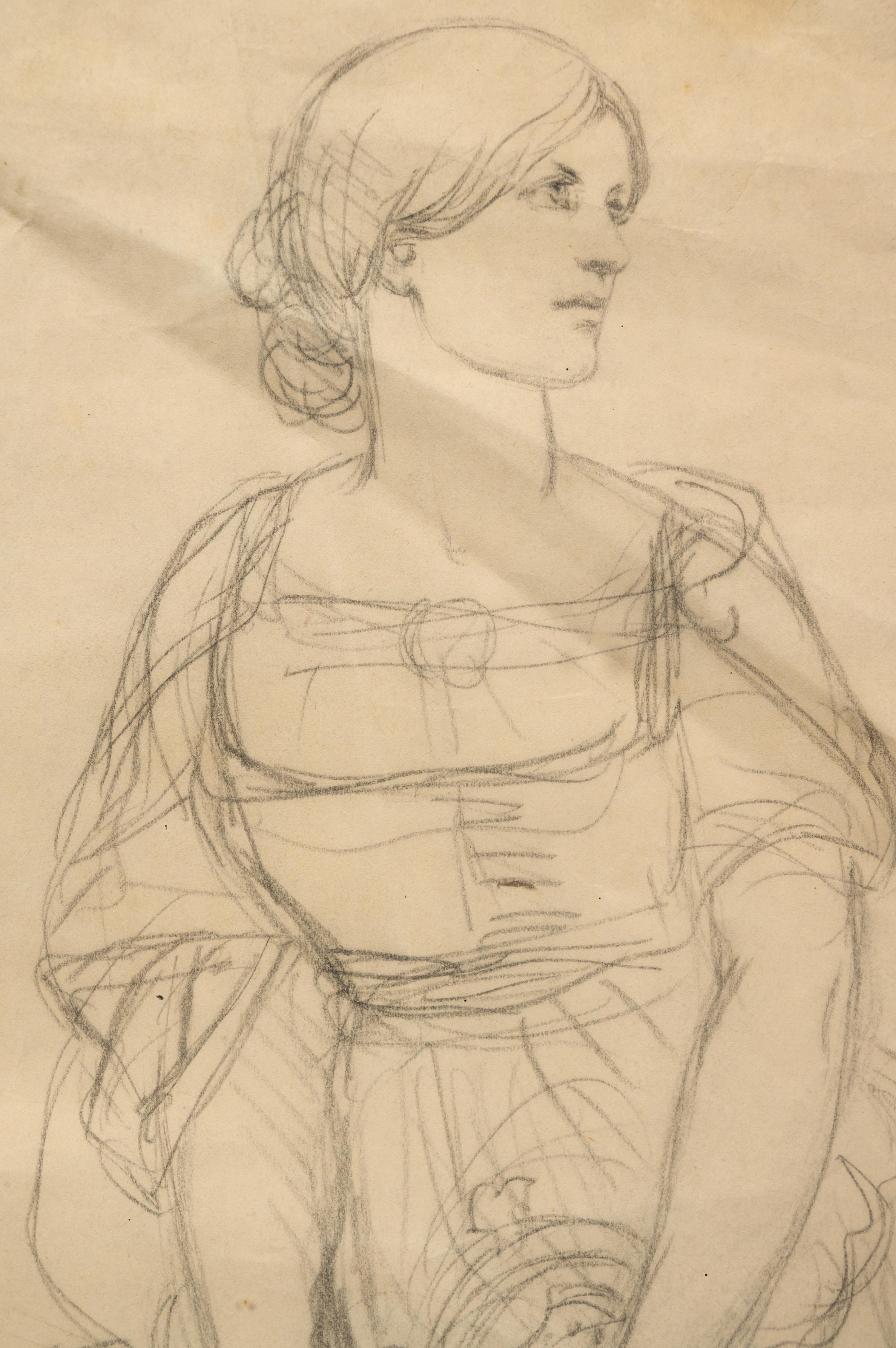 An early preliminary study of Helen Faucit as Antigone , c. 1845