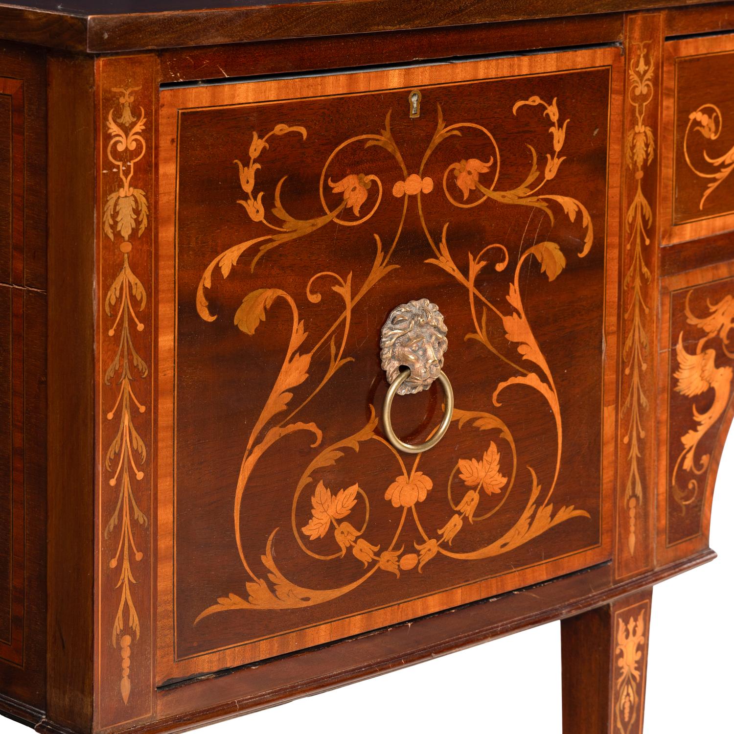 A Late George III Inlaid Mahogany Bow-Front Sideboard