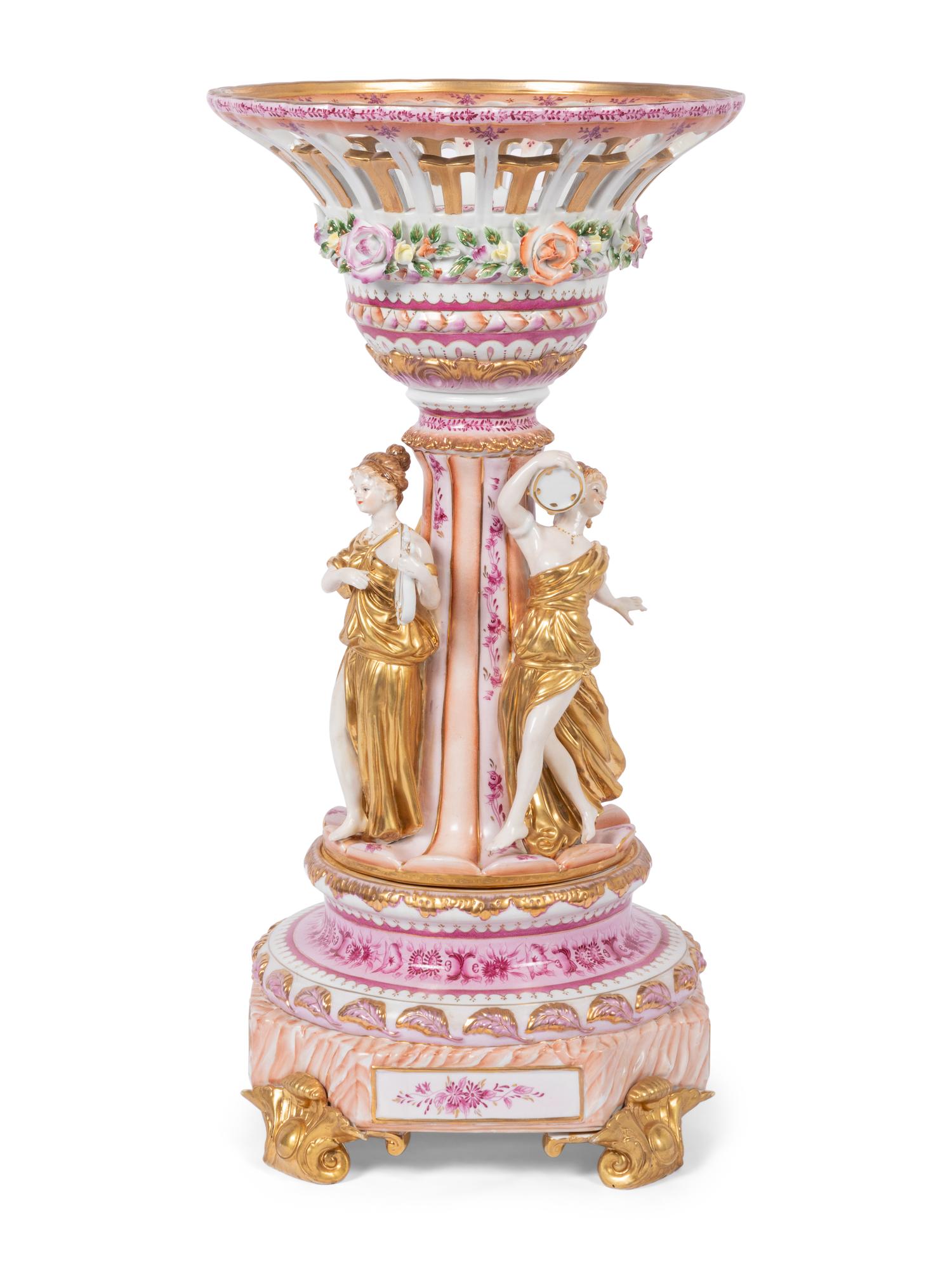 A Dresden (Richard Klemm) Porcelain Figural Centerpiece