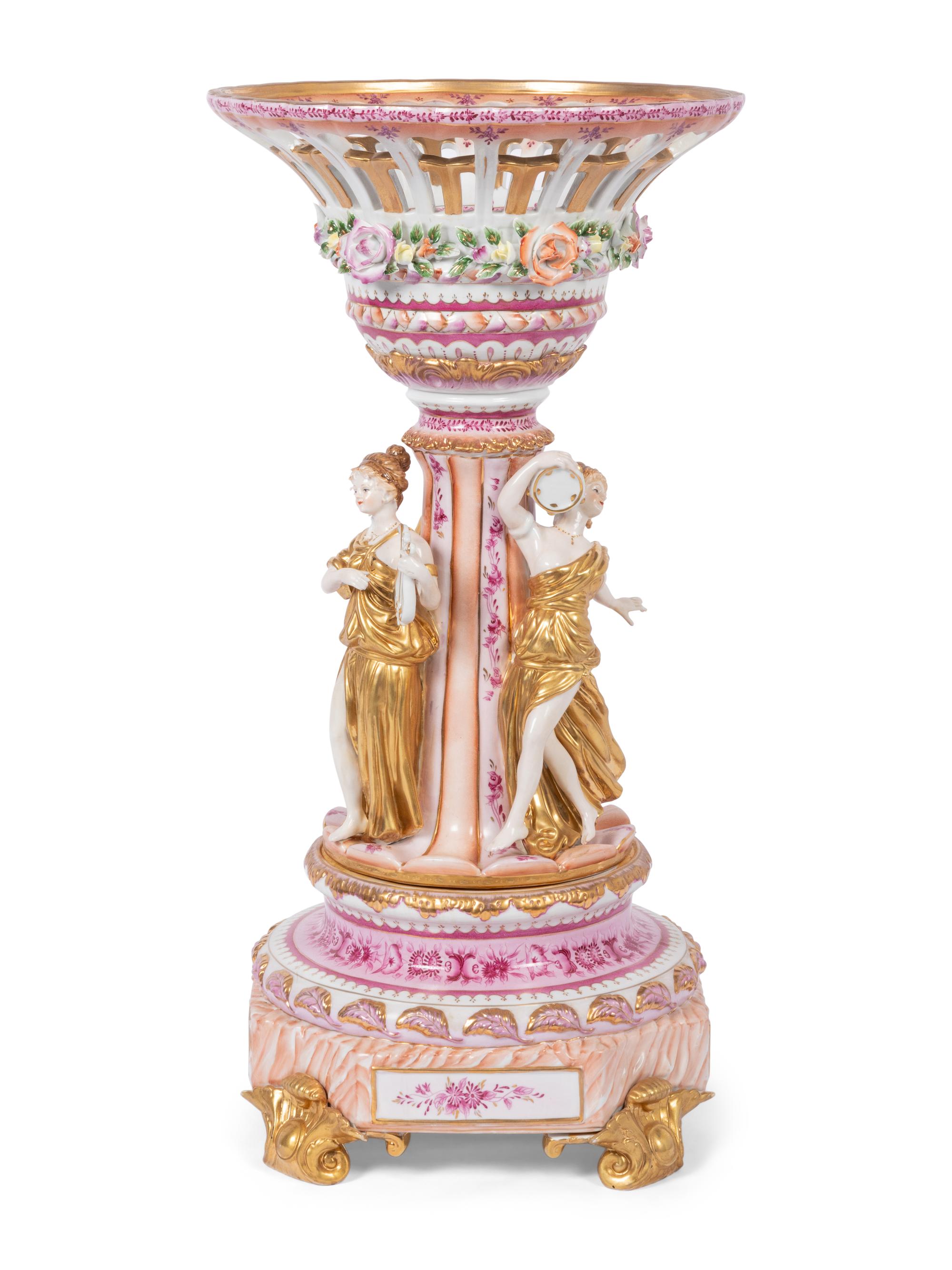 A Dresden (Richard Klemm) Porcelain Figural Centerpiece