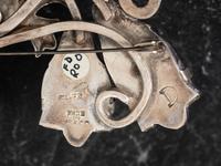 Mexican Silver Necklace and Floral Brooches/Pins