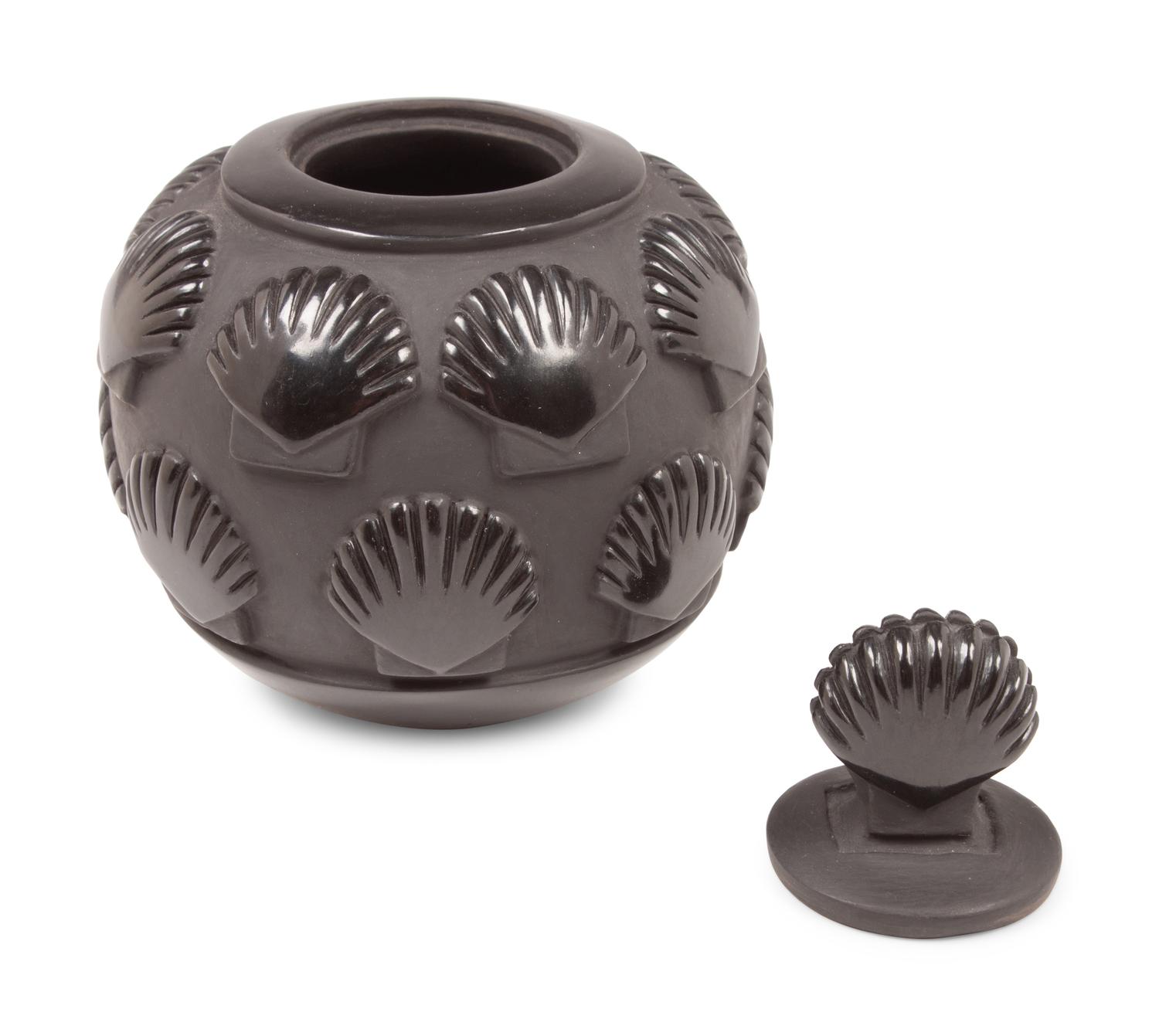Lidded Blackware Pottery Jar