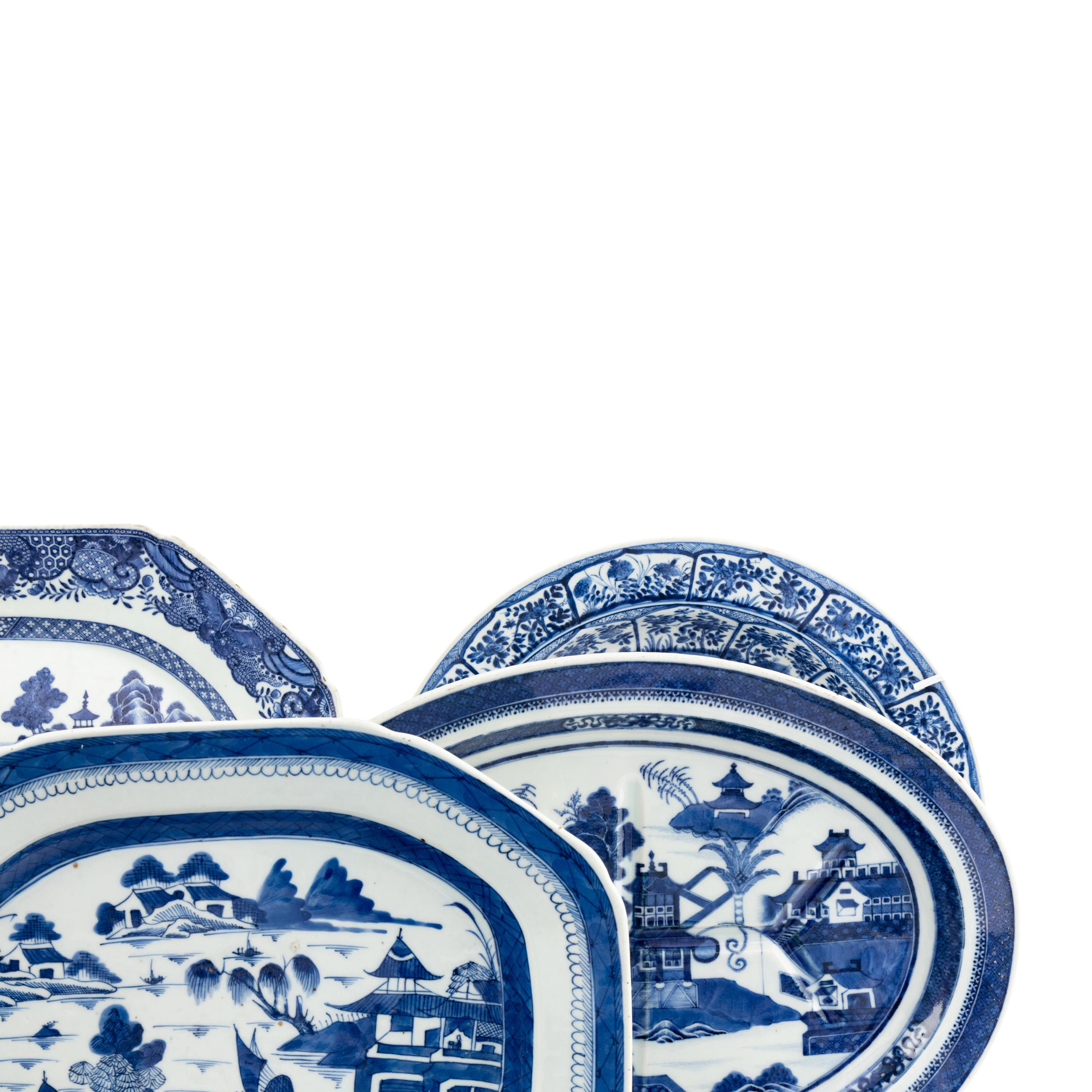 A Collection of Chinese Export Blue and White Porcelain Serving Dishes
