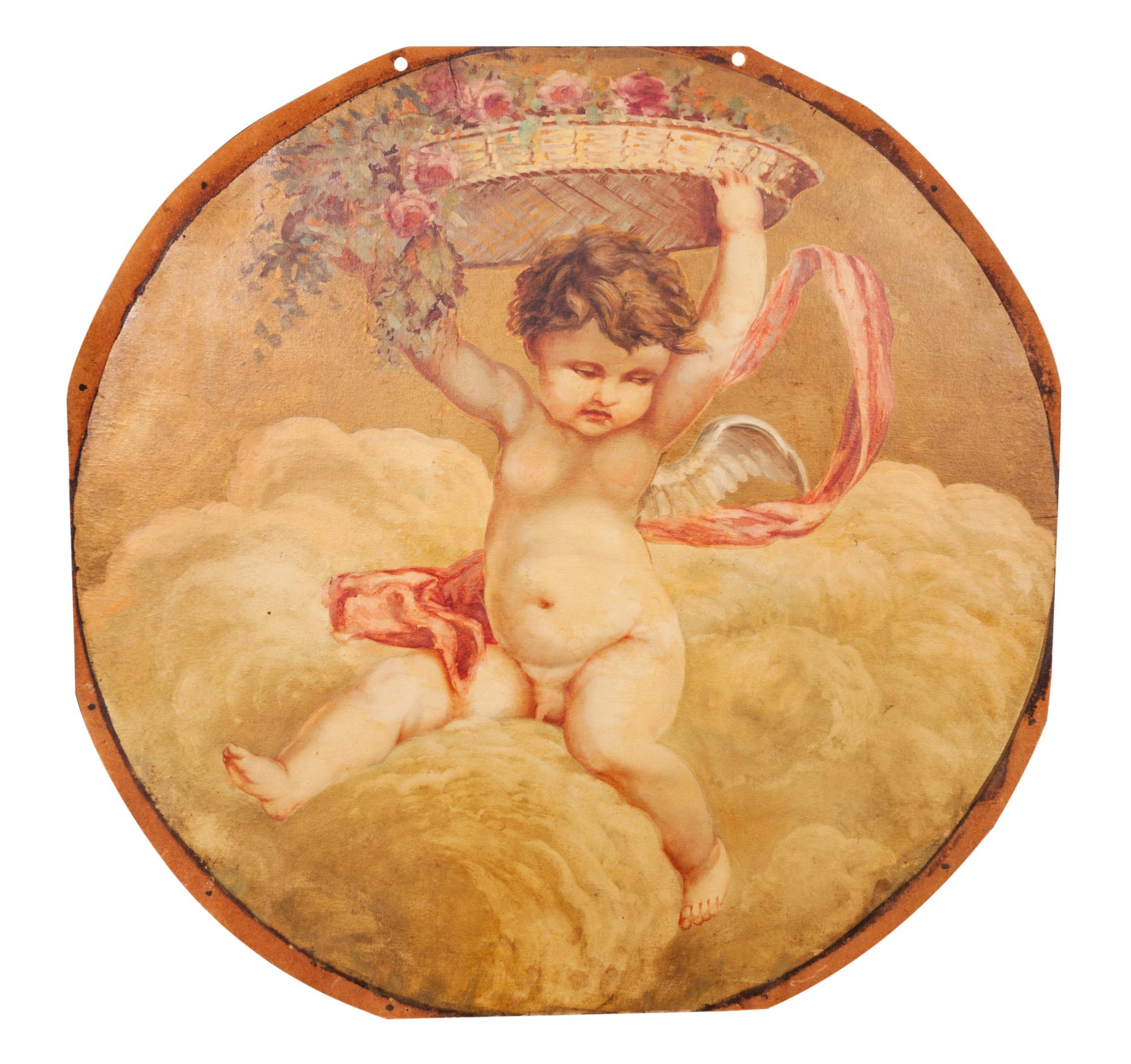 Artist Unknown, (19th/20th century), Cherub Holding Basket Overhead