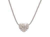 A 14 Karat White Gold and Diamond Heart Pendant/Necklace,