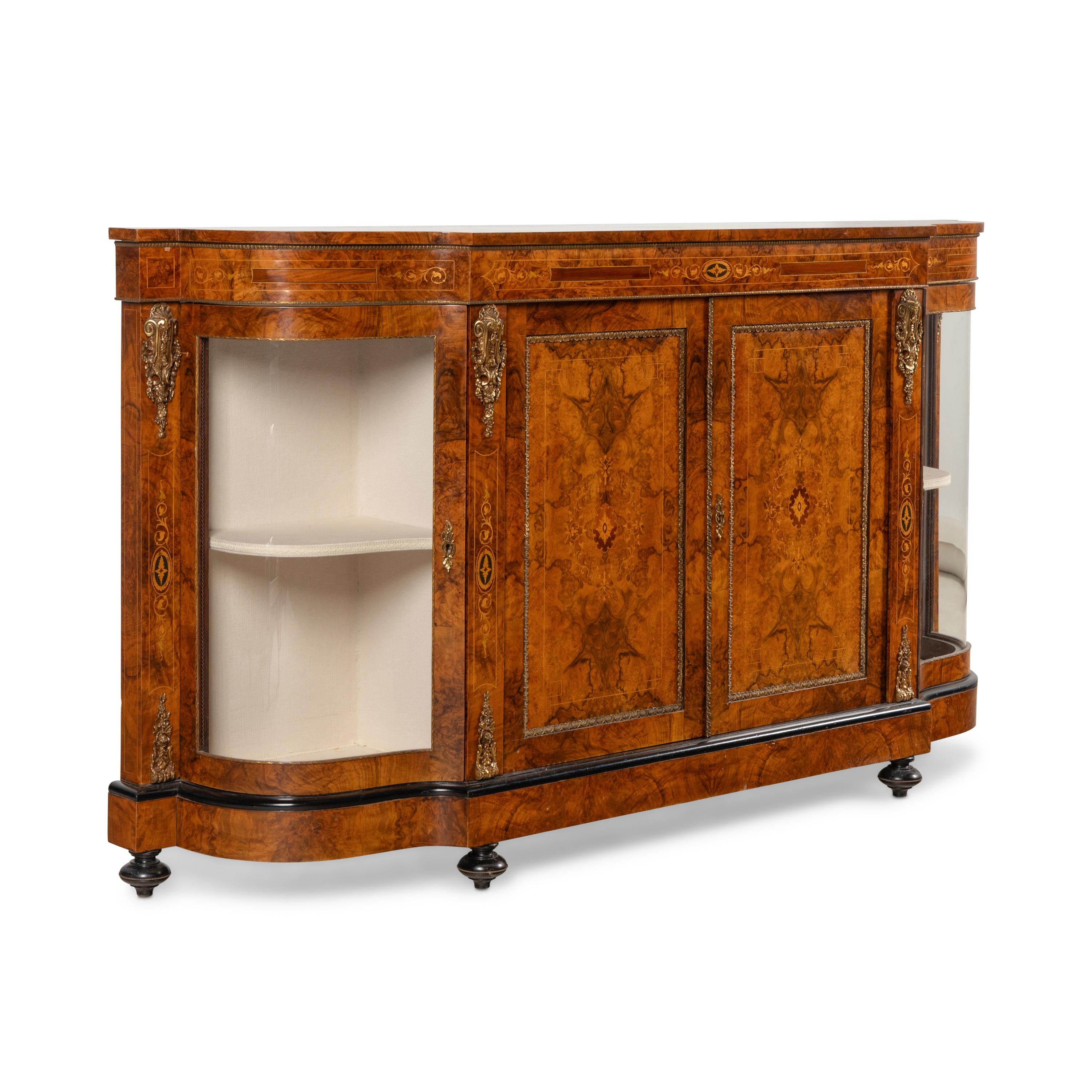 An English Walnut, Marquetry and Gilt Bronze Mounted Console Cabinet